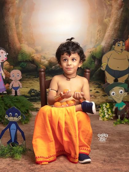 Bringing a beloved cartoon to life! This Chhota Bheem themed shoot was so much fun to create, with all the characters from Dholakpur joining in.
