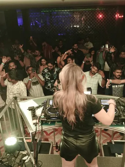 A view from my perspective, looking out over a packed dance floor in Phuket, Thailand.