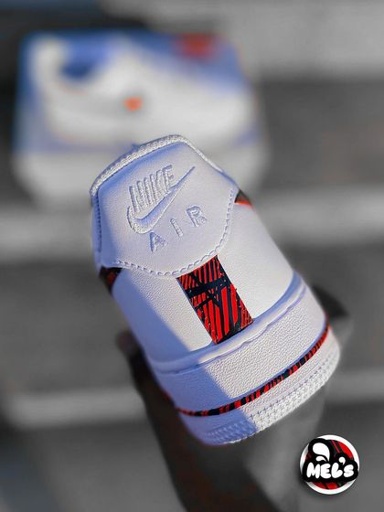 A focused shot on the heel of the MotoGP custom sneaker.