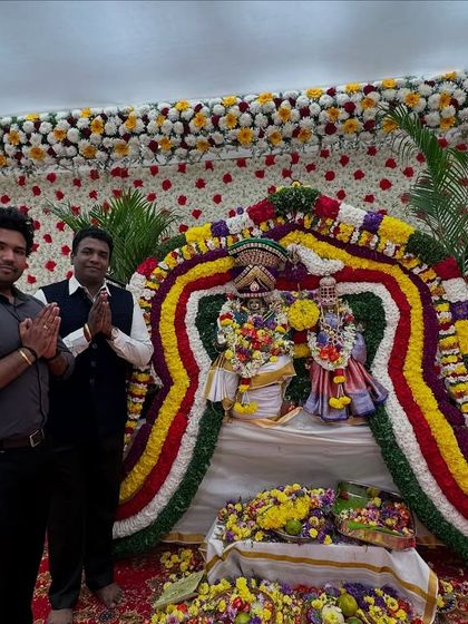 Our team paying respects at the inauguration of the marriage hall. We incorporate cultural and traditional values into our modern designs, as seen in the decorated deity setup.