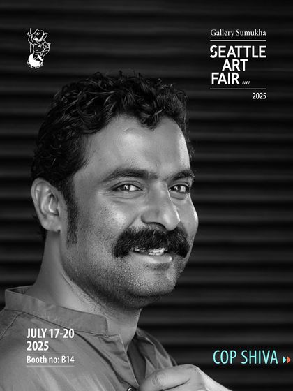 The artist announcement for Cop Shiva, connecting his work to his evocative photographic series.