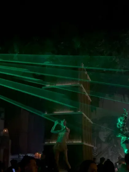 Another shot of the mesmerizing green lasers. The production in Dubai clubs is next level.