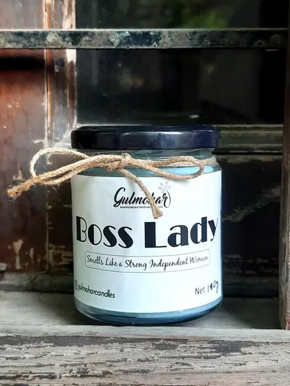 Another shot of our 'Boss Lady' candle. The scent is designed to be empowering and confident, just like the person receiving it.