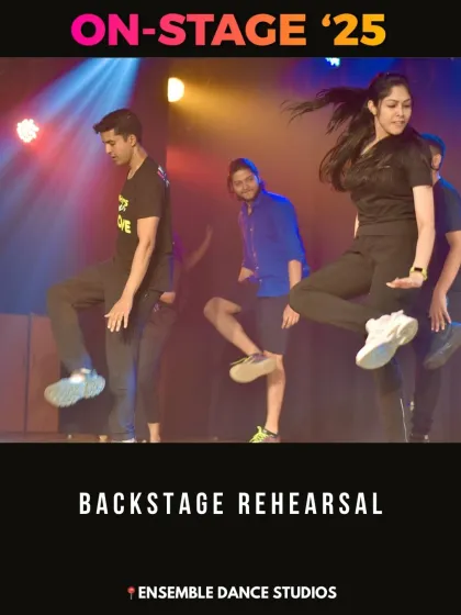 Backstage rehearsal just before the show begins. The energy and excitement are palpable as students run through their routines one last time.