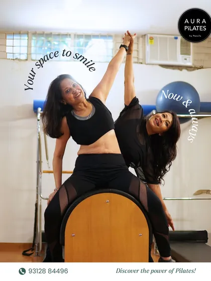 This is your space to smile, now and always. We believe that fitness should bring you joy. Here I am sharing a happy moment with a client, because we love smiling through the stretch.