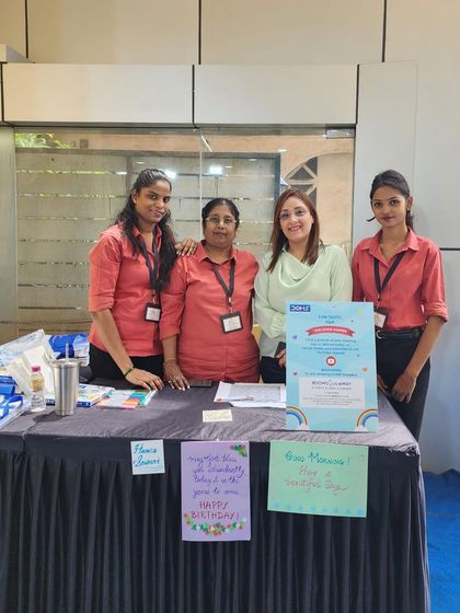 My dedicated team and I at our workshop booth, ready to welcome participants. Organizing these events takes a lot of effort, and I am grateful for their support.