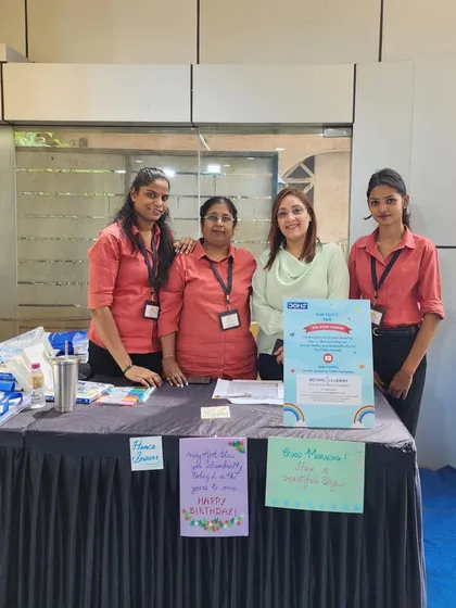 My dedicated team and I at our workshop booth, ready to welcome participants. Organizing these events takes a lot of effort, and I am grateful for their support.