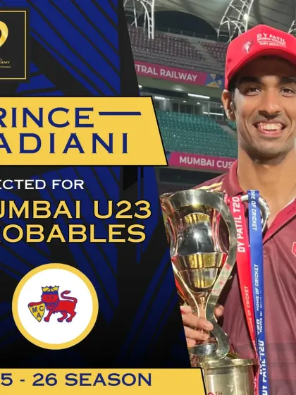 Prince Badiani's consistent performances have earned him a spot in the Mumbai U23 Probables. He is seen here holding a trophy from a previous tournament.