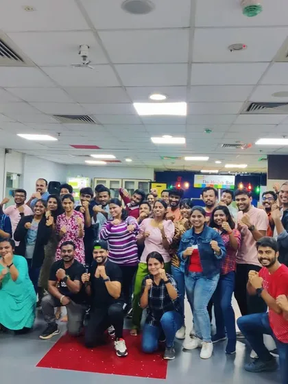 Health is the greatest wealth. This is a shot from a fitness dance program designed specifically for corporate employees to promote a healthy and active lifestyle at work.