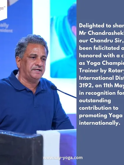 Sharing a few words upon receiving the citation from Rotary International. This award inspires me to continue sharing the gift of yoga.