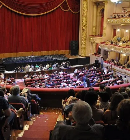 The view from inside the opera house, a grand and historic space filled with the love of music.
