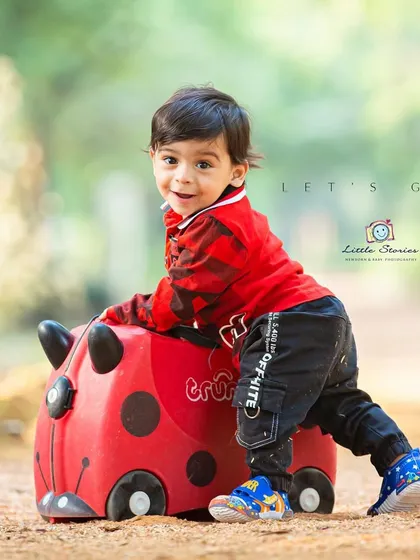 "Let's go." This candid shot captures the feeling of a child on the move, excited for whatever comes next.