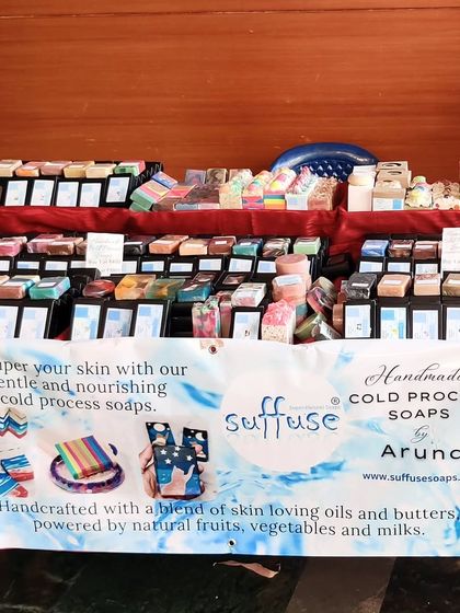 My stall at the Festival of Handmade, Spring Edit at NIFT Bangalore. It's a five-day event, and I'm excited to be here with all my products.