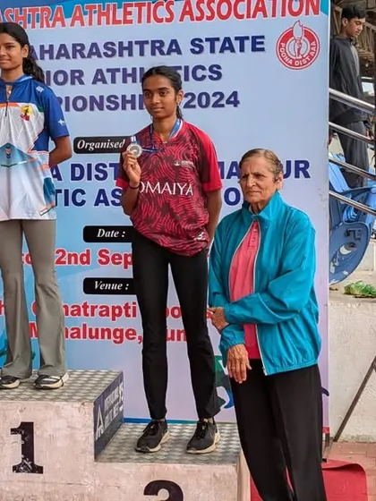 A proud moment on the podium at the Maharashtra State Junior Athletics Championship, securing 3rd place in the 80m hurdles.