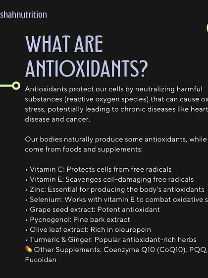 What are antioxidants? They are molecules that protect our cells from damage by neutralizing harmful free radicals. They come from both our bodies and the foods we eat.