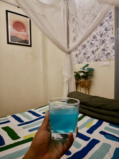Relaxing in the cabana bed with a cool drink. It's your private space to unwind and feel at home.