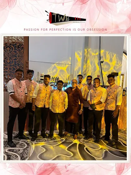 Another shot of our talented team at the Fairmont Doha, showcasing their coordinated look for a vibrant Sangeet celebration.