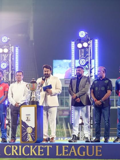 The official trophy unveiling for the Kerala Cricket League T20. We produced this on-stage moment with team captains and dignitaries, complete with professional lighting and sound to mark the league's launch.