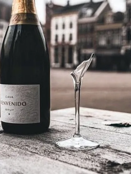 An example of our creative beverage photography. This artistic shot of a wine bottle and a broken glass on a rustic table creates a powerful, story-driven image perfect for brand campaigns or editorial content.