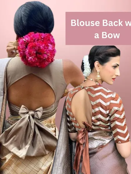 The blouse back with a bow is a trending style that adds a touch of playful elegance to any saree.