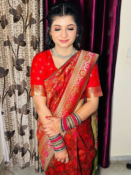 A serene portrait of the Roka bride, showcasing the natural and glowing makeup.