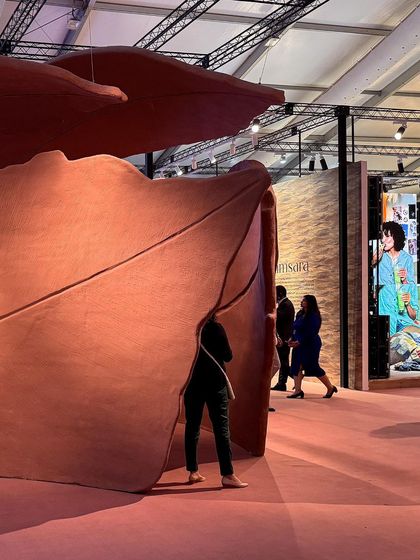 A repeat of image 9, showing a visitor within the 'Terra' installation.