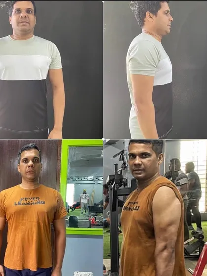 We do more than just lift weights, we correct imbalances. This client's progress shows a significant improvement in his posture, correcting rounded shoulders (kyphosis) while building lean muscle.