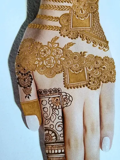 A close-up of the practice sketch, showing the intricate floral and geometric patterns.