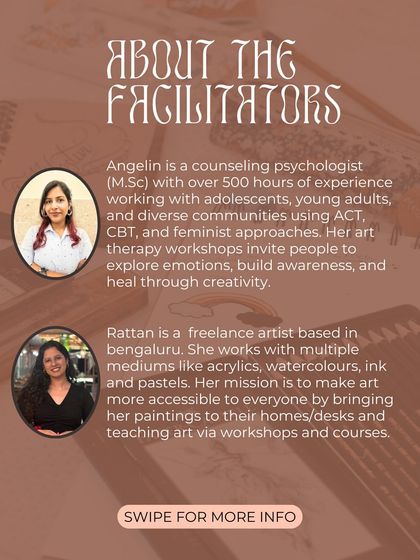 For my Art Therapy workshops, I collaborate with certified counseling psychologists like Angelin to create a safe and professionally guided experience.