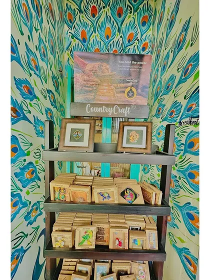 A look at the 'Country Craft' display at our cafe. We love supporting local artisans and giving them a space to share their beautiful, handcrafted products with our community.