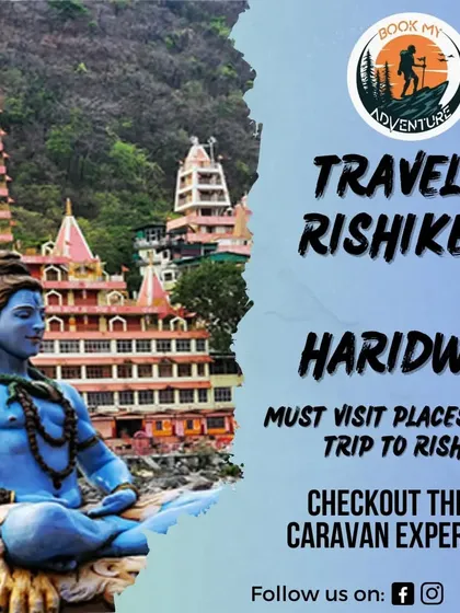 Find your peace on our spiritual caravan journeys. We travel to sacred destinations like Rishikesh, allowing you to experience the divine energy of places like this iconic riverside Shiva statue.