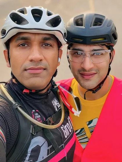 A selfie of our captain with a younger member. We are committed to mentoring the next generation of cyclists.