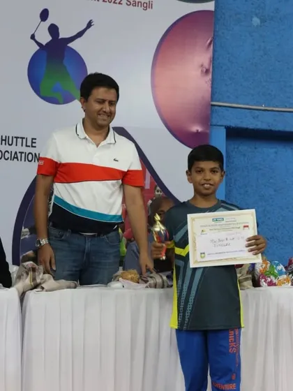Pratham on the podium receiving his award for finishing as the runner-up in the U-11 category. Every tournament is a learning experience that builds stronger players.