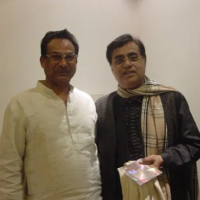 A photograph of the legendary Jagjit Singh ji and Shri B.R. Saini. His soul-stirring voice and presence have left a permanent mark on my institution.