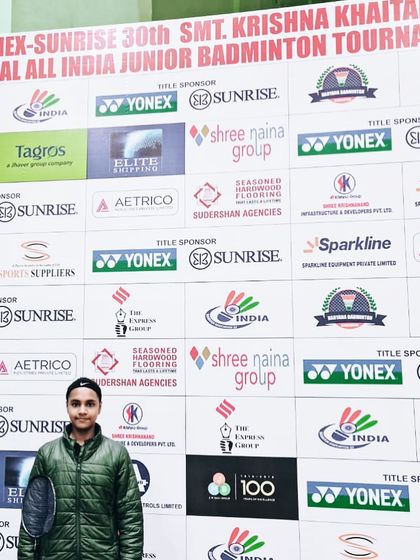 One of our dedicated players at the Yonex-Sunrise 30th SMT. Krishna Khaitan Memorial All India Junior Badminton Tournament. Competing at this level is a key part of our player development program.