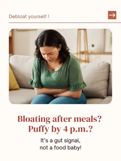 That puffy feeling after meals is not a 'food baby'. It's a gut signal. It's your body's way of telling you something is not right with your digestion or food choices.