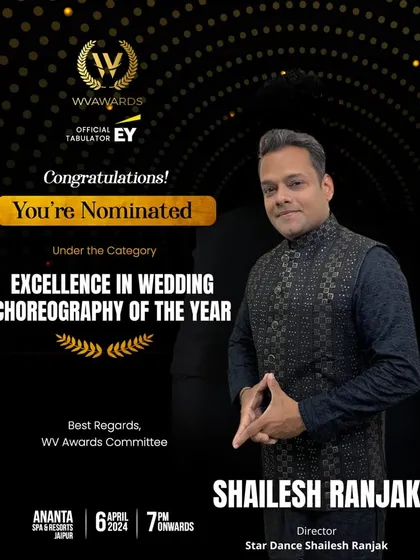 The official nomination for 'Excellence in Wedding Choreography of the Year' by the WV Awards. It is always humbling to see our hard work recognized by the industry.