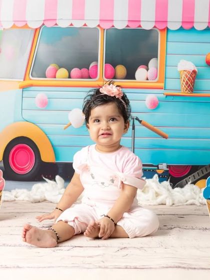A series of shots from an adorable ice cream themed session, perfect for celebrating a first birthday with lots of color and sweetness.