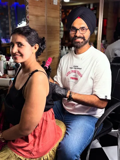 Me with a happy client after finishing her spiritual backpiece. Building a good connection and making you feel comfortable is a big part of the process.