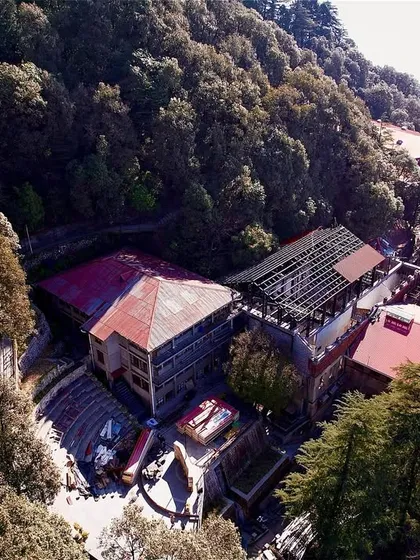 Another aerial perspective of the ongoing work, highlighting the scale of the intervention and its relationship with the existing campus layout.