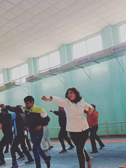 Group warm-ups and drills during a women's self-defence class. We build a supportive community where everyone learns and grows together.