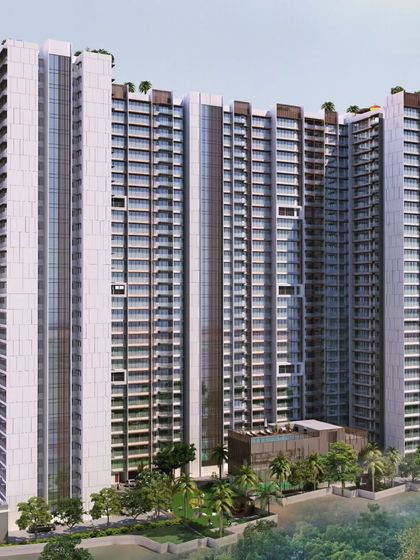 The Runwal Timeless towers are designed for modern comfort and elegance. This aerial render showcases the complete project, including the placement of the towers to offer panoramic city views and the integration of world-class amenities like a swimming pool and landscaped gardens.