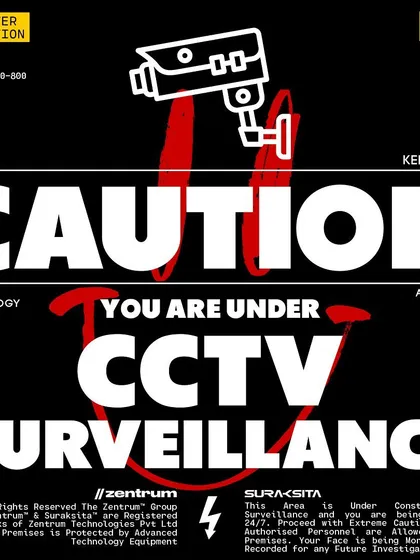 For a more subtle or modern aesthetic, this black version of my "Caution" sign offers high contrast and a serious tone. It informs visitors and potential intruders that the premises are actively monitored by advanced technology.