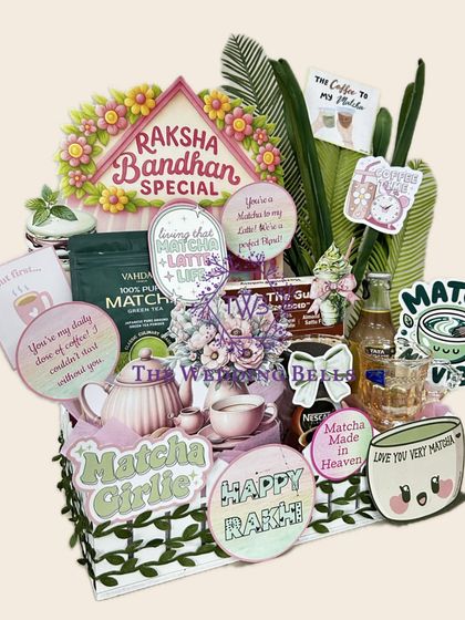 For the sister who is obsessed with matcha, this Rakhi hamper is a dream come true. It's thoughtfully curated with matcha and coffee goodies, along with cute, themed cutouts.