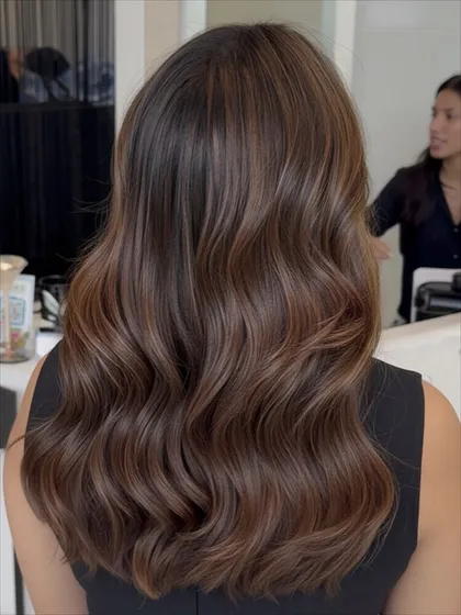 I call this beautiful shade 'Butter Brown'. It's a classic brown with a modern twist, creating a soft, glossy look that's full of depth.