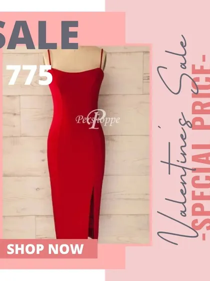 A classic red midi dress with spaghetti straps, offered at a special price for a limited time. A must-have for your wardrobe.