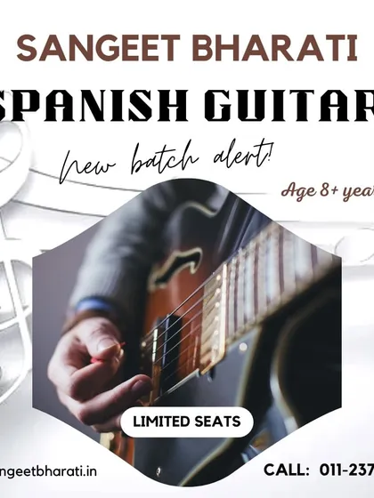 New batches for our popular Spanish Guitar lessons are now open for students aged 8 and above. Whether you are a complete beginner or looking to refine your skills, our classes focus on learning chords, melodies, and your favorite songs in a fun group setting.