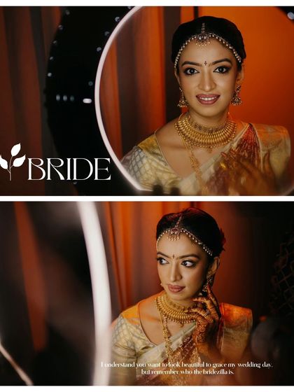 A creative bridal portrait session using a ring light to frame the bride's face, creating a modern and glamorous look while highlighting her features.