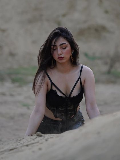 A moment of quiet contemplation during the desert shoot.