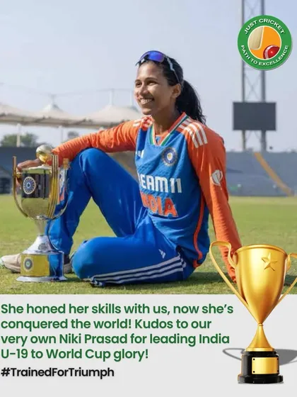 We don't just train cricketers; we build champions. We are incredibly proud of our student, Niki Prasad, who honed her skills with us before leading the India U-19 team to World Cup glory. Her triumph is a testament to our shared dedication.